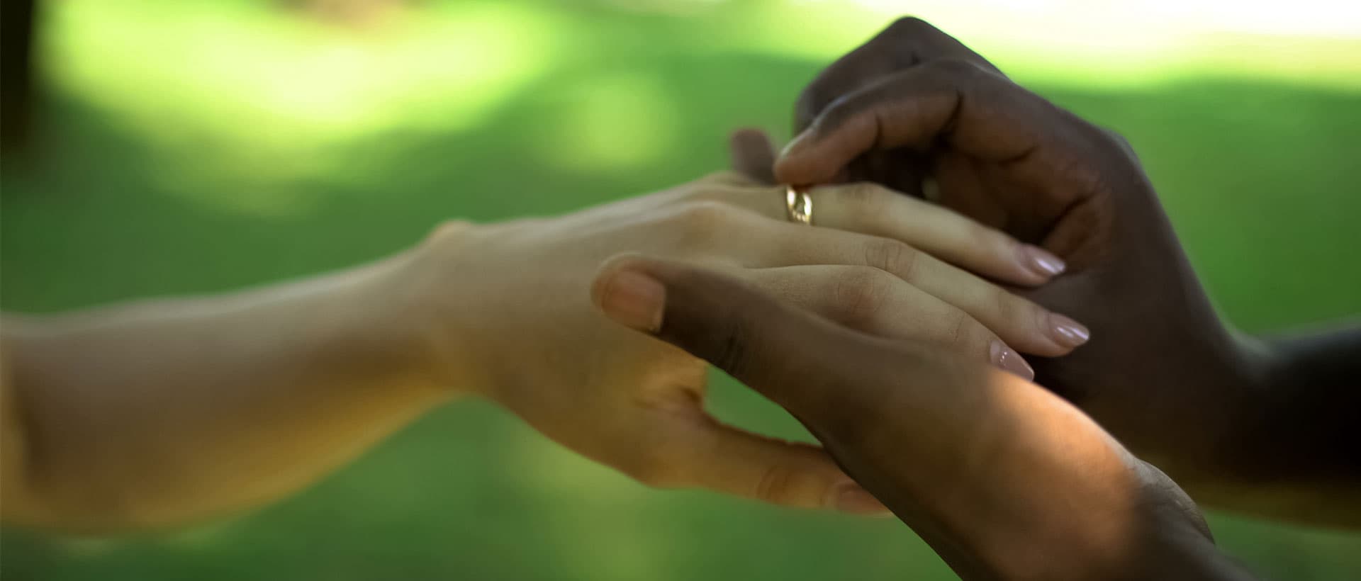 Intimate outdoor wedding ring exchange