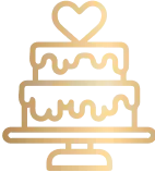 Three-tier wedding cake with a heart